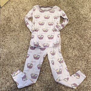 Kickee Pants Kids Pajama Set in Light Purple with Bowl Print